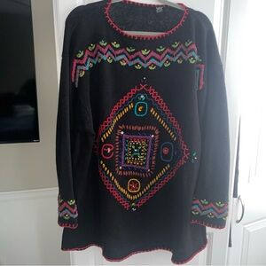 Michael Simon Vintage Hand Woven Beaded Sweater plus -Size 2X
